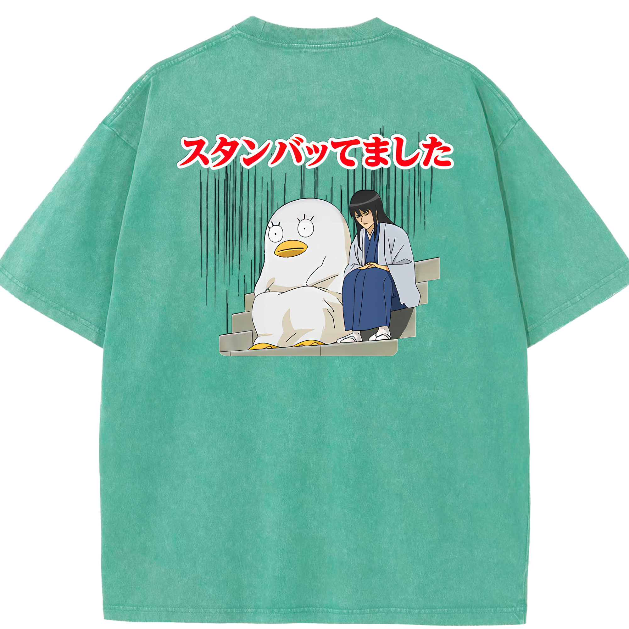 （画像用） ぎんたま 坂田銀時（さかたぎんとき） 神楽 志村新八（しむら しんぱち） GINTAMA Sakata Gintoki Kagura Shimura Shinpachi 綿100% ヴィンテージ風 半袖Tシャツ（背面プリント）